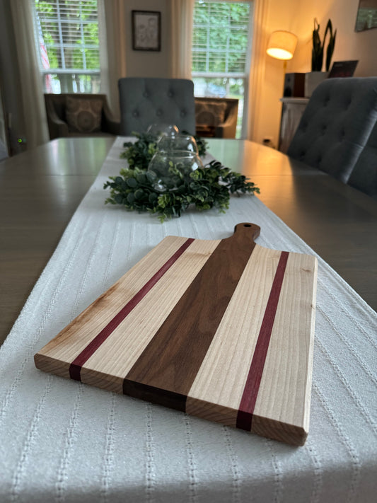 Maple-walnut /w Purple Heart wood stripes large Cutting Board