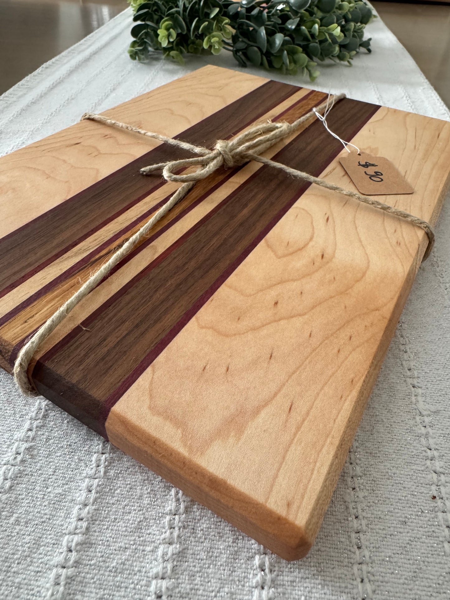 Maple /w walnut and Purple Heart/padauk/zebra wood stripes cutting board